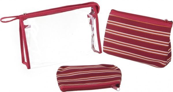 Набір косметичок Смужка класік 3 шт B107-10 бордовий 