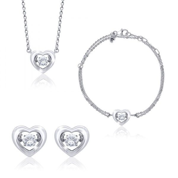 Кольє UMa&UMi Cерце мале з танцюючим безбарвним каменем