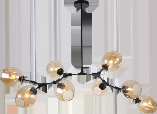 Люстра стельова Altalusse INL-5111P-08 8x40 Вт E27 чорний/бурштиновий 