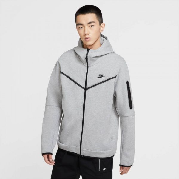 Джемпер Nike M NSW TCH FLC HOODIE FZ WR CU4489-063 р. L сірий меланж