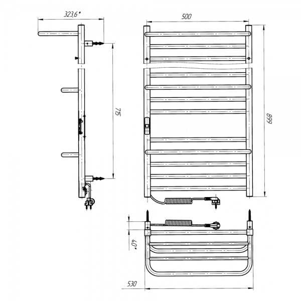 Рушникосушарка електрична Evro-Termo Садіва П12 500 х 900 з полицею ЕЛЕКТРО Л.П. 