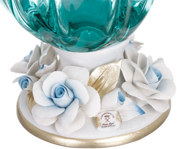 Ваза голубой FAZZOLETTO TURCHESE 21X44X21 White cristal