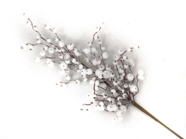 Гілочка декоративна з білими ягодами 70 см RS1Z2686 