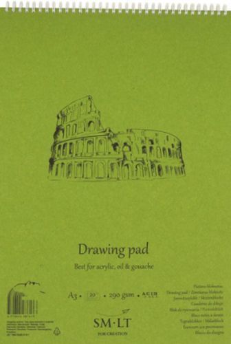 Альбом для акрилу та олії на спіралі AUTHENTIC (DRAWING) A3 см 290 г/м² 20 сторінок Smiltainis