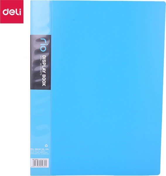 Папка з файлами E5033 мiкс А4 30ф 40мкм, Rio 18мм блакитний Deli