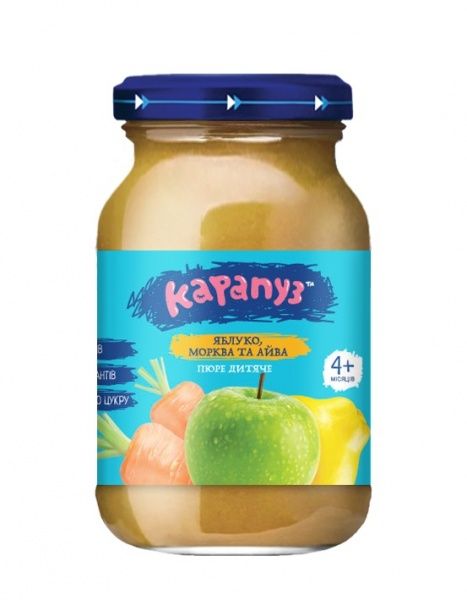 Пюре Карапуз з яблук, моркви і айви без цукру з вітаміном С 170 г 