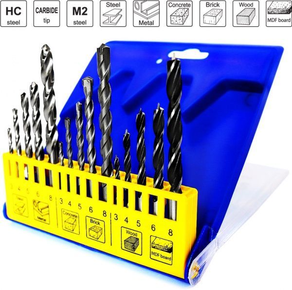 Набор сверл по металлу S&R 3,0-8,0 мм 15 шт. 216300015