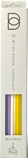 Свічки для торта BB CANDLES мікс бузково-жовтий 25 см 12 шт.