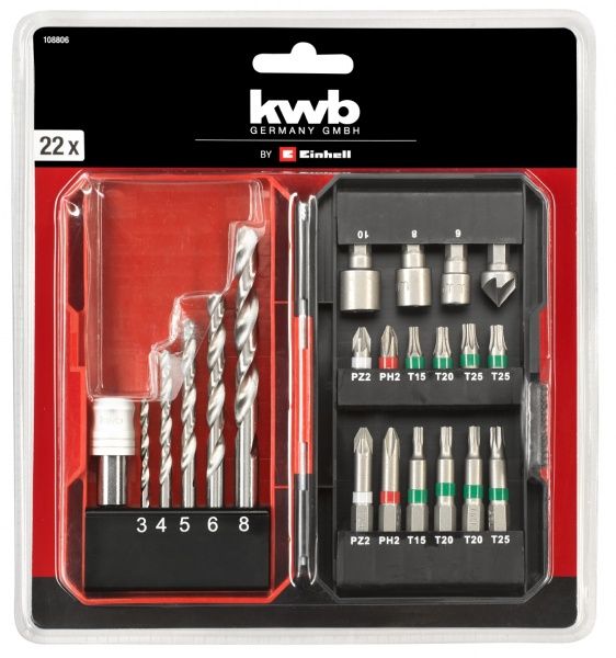 Набор бит и сверл KWB 22 шт. 108806