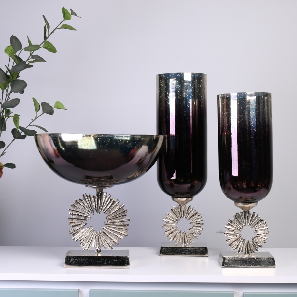 Ваза PANACHE Starburst 56 см темно-синій із золотим/нікель 