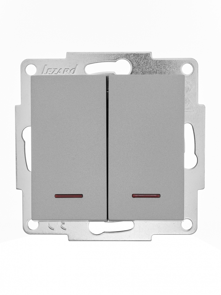 Вимикач двоклавішний Lezard Vesna з підсвіткою сірий 742-3588-112