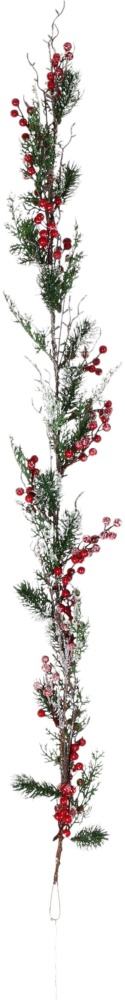 Гирлянда хвойная микс с красными ягодами и усиками 1,2 м