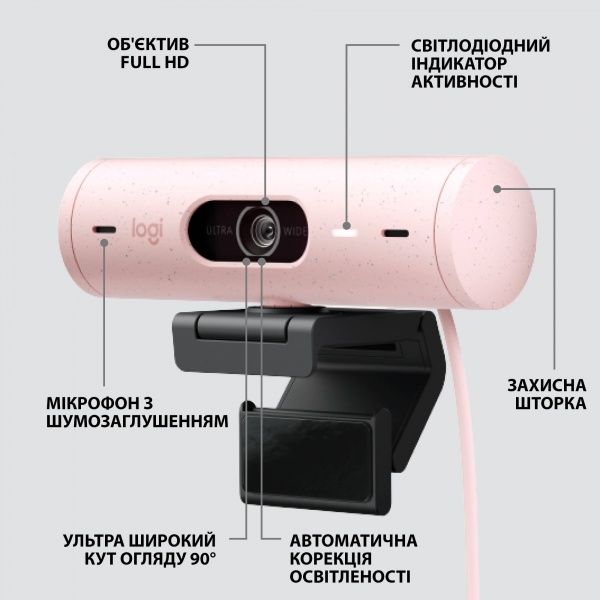 Веб-камера Logitech Brio 500 – Rose