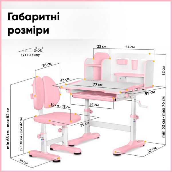 Комплект мебели детский Evo-kids BD-28 Panda Pink