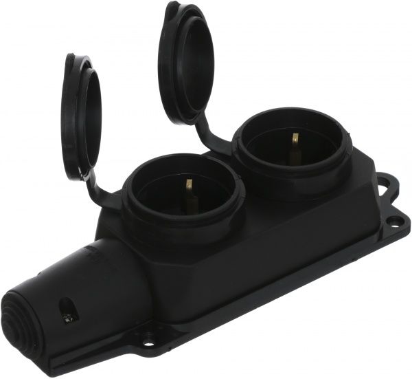 Колодка UP! (Underprice) с заземлением 2 гн. черный YK-402P-BK 