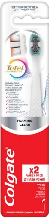 Зубна щітка Colgate Total Активний захист Пінне чищення м'яка 2 шт.