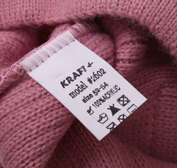 Шапочка дитяча для дівчинки Kraft+ арт. 2602 р.52-54 темна пудра 