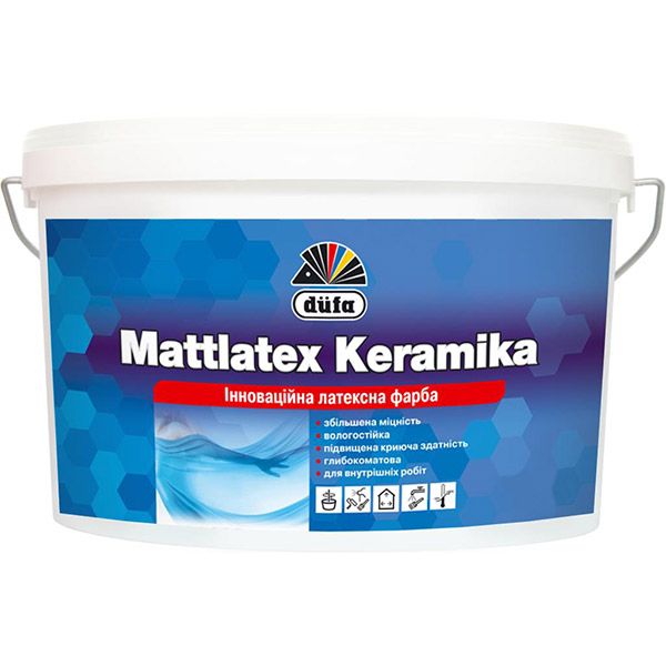 Фарба водоемульсійна Dufa Mattlatex Keramika шовковистий мат білий 3,5кг 