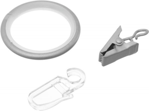 Кольцо Gardinia Kira с прищепкой и крючком d19 мм серебряный 10 шт. 