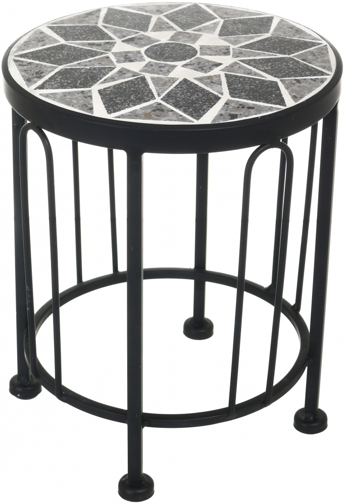 Підставка для квітів кругла з мозаїкою JF232310-3 20х20x25 см чорний/чорний