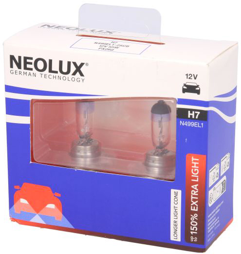 Автолампа галогенная Neolux PX26D Extra Light +150% H7 55 Вт 2 шт.(NEN499EL12SCB)