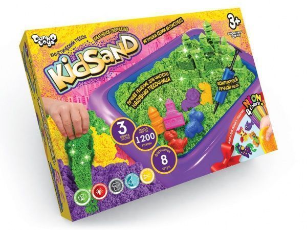 Кинетический песок Danko Toys KidSand 1200 г + песочница рус. (6)