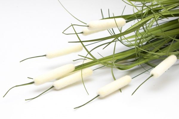 Растение искусственное Рогоз с травой в горшке 78 см белого цвета Девилон