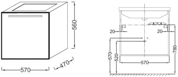 Тумба подвесная Jacob Delafon Struktura 57 EB1284-N18
