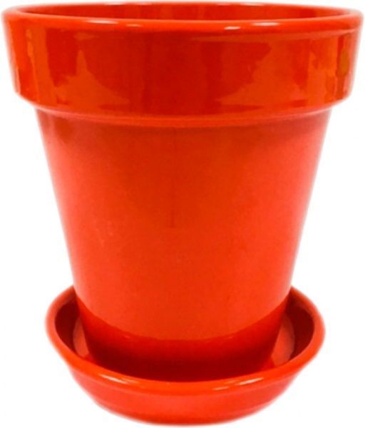 Горщик керамічний Оріана-Запоріжкераміка Наперсток глянець круглий 0,6л червоний 