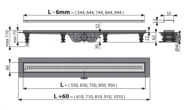 Душевой канал Alca Plast Душевой канал APZ9-950