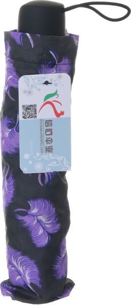 Зонт Перья, складной, полуавтомат фиолетовый 