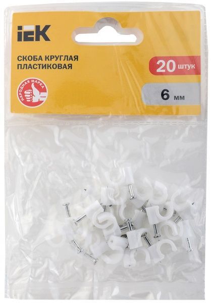 Скоба для круглого кабеля IEK 6 мм (20 шт./уп.) USK11-06-020 белый 