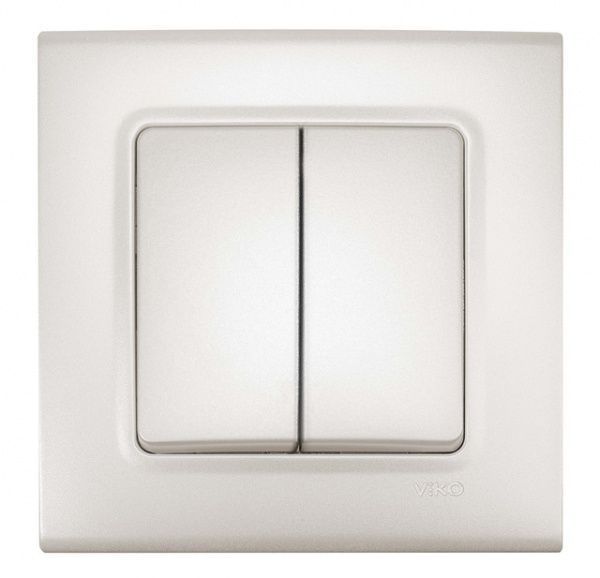 Выключатель двухклавишный Viko Linnera Life без подсветки белый перламутр