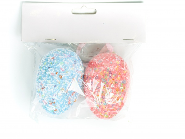 Набор декоративный Shunda Яйца пасхальные с присыпкой 2 шт. 6х8 см разноцветный