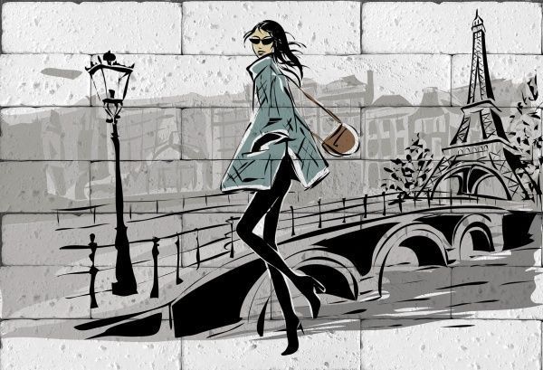 Картина гіпсова Прогулянка в Парижі 60,5x41 см BrickPrint 