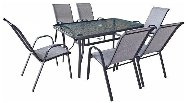 Комплект меблів Indigo Бостон стіл 150x90 см та 6 крісел сірий