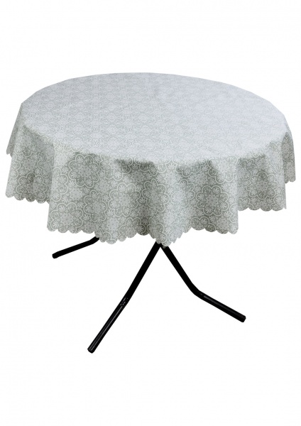Скатерть водонепроницаемая Кружева на зеленом d136 136x136 см Прованс 