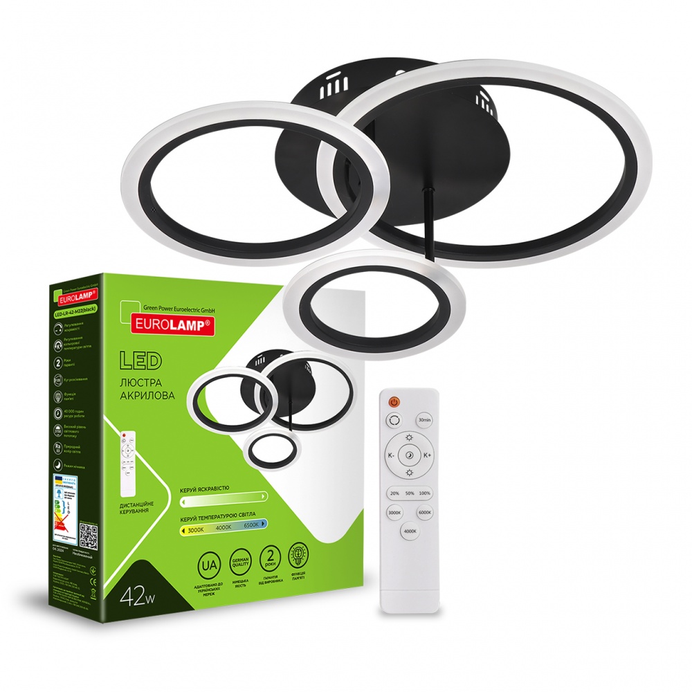 Люстра потолочная Eurolamp 42 Вт LED-модуль черный LED-LR-42-M22(black)