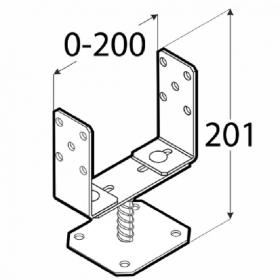 Опора колони U-подібна 0-200x136x4,0 мм 1 шт. 
