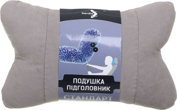 Подушка автомобільна KERDIS Standart сіра тканина/велюр 4820198830366