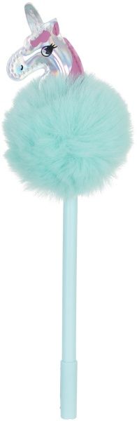 Ручка шариковая Пушистый голубой единорог 