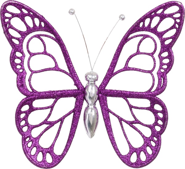 Прикраса новорічна Метелик малий 12х14 см фіолетовий