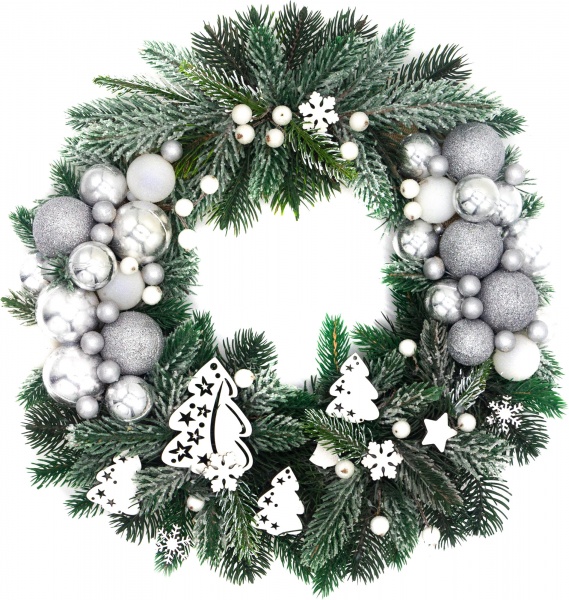 Венок новогодний Морозная зима d300 мм 4281 