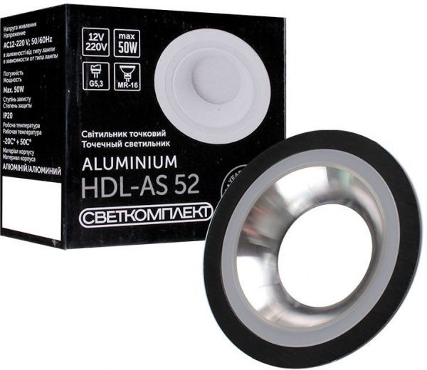 Светильник точечный Светкомплект HDL AS 52BK/AL 50 Вт G5.3 черный/алюминий 