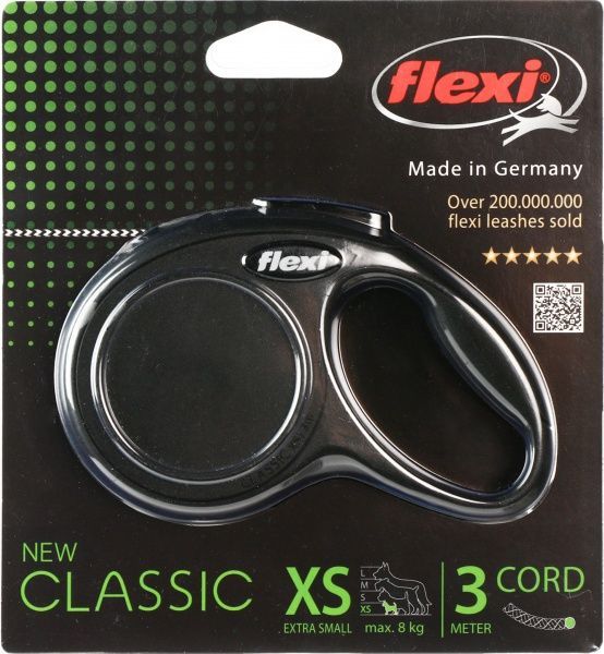 Повідець-рулетка Flexi Classic XS чорний до 8 кг 3 м