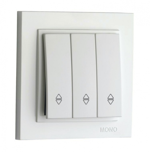 Вимикач прохідний триклавішний Mono Despina без підсвітки білий 102-190002-108