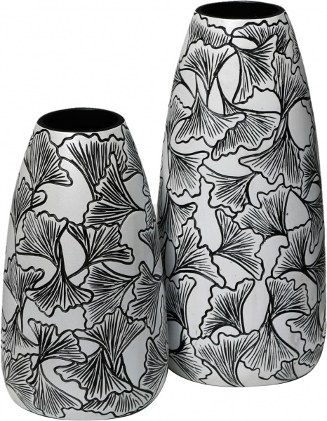 Ваза черно-белая Forest 41 см