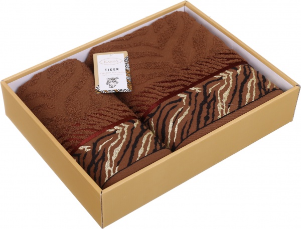 Набор полотенец Tiger 2 шт. коричневый Karna 