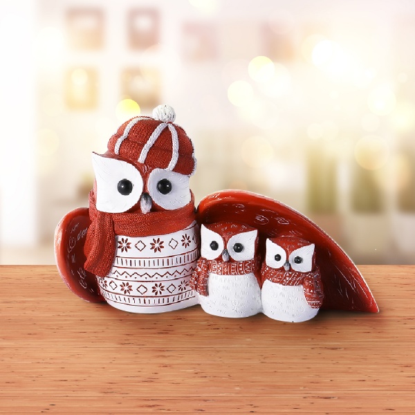 Декоративна новорічна фігура Три сови DH-ST-13 Red