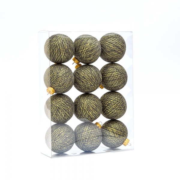 Игрушка на елку Котоновые шарики 12 шт. Gold antra d80 мм 8 см 12 шт./уп. 